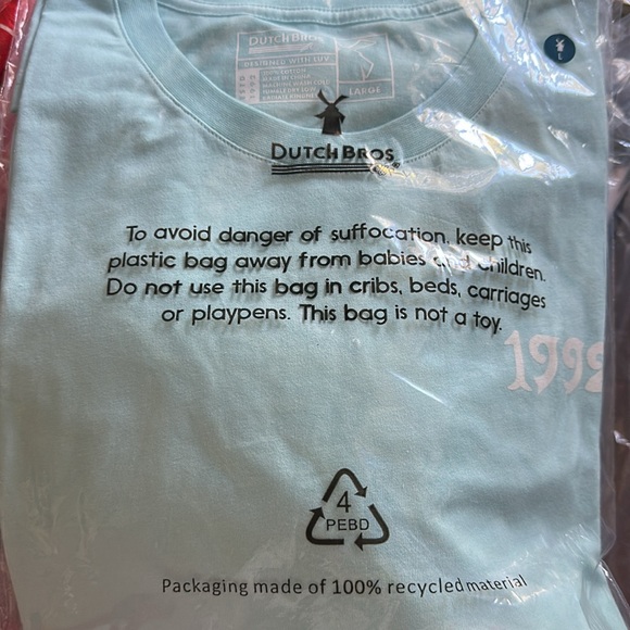 Dutch Bros LARGE BRAND NEW IN PACKAGE Blue Unisex Tee CUTE - Picture 6 of 6